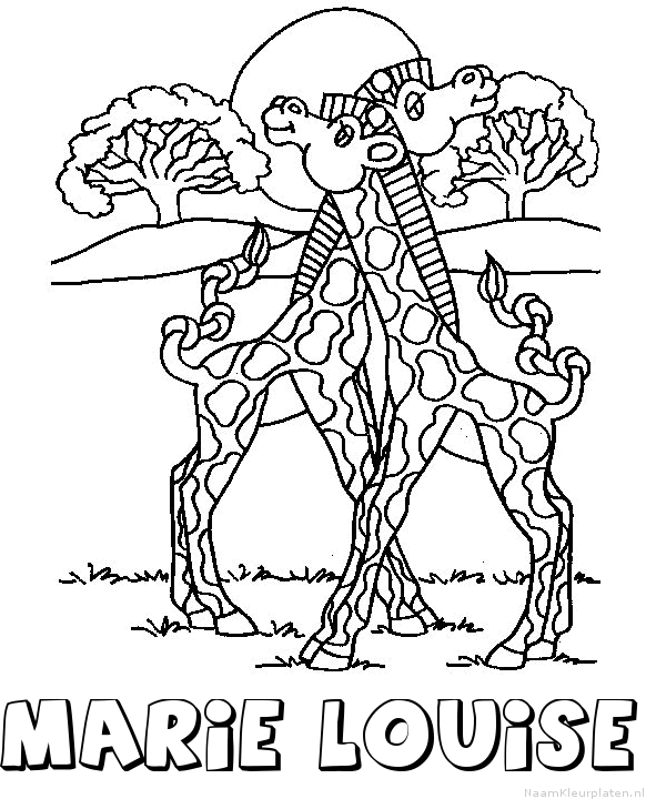 Marie louise giraffe koppel kleurplaat